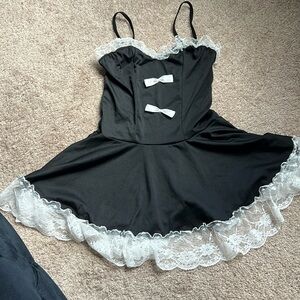 Woman size medium, black-and-white lingerie, maid dress